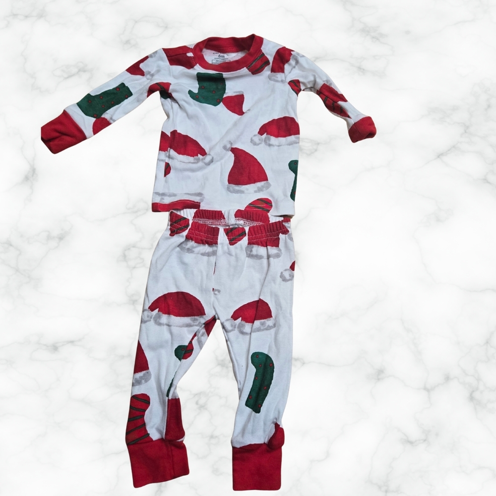 Carter's Red and Green Santa Hat Pajama Set